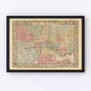 Vintage Map of Baltimore, Maryland 1870