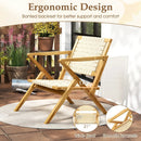 Outdoor and Indoor Teak Wood Patio Chair wuth Webbing Seat and Backrest-Natural by LJGDeals