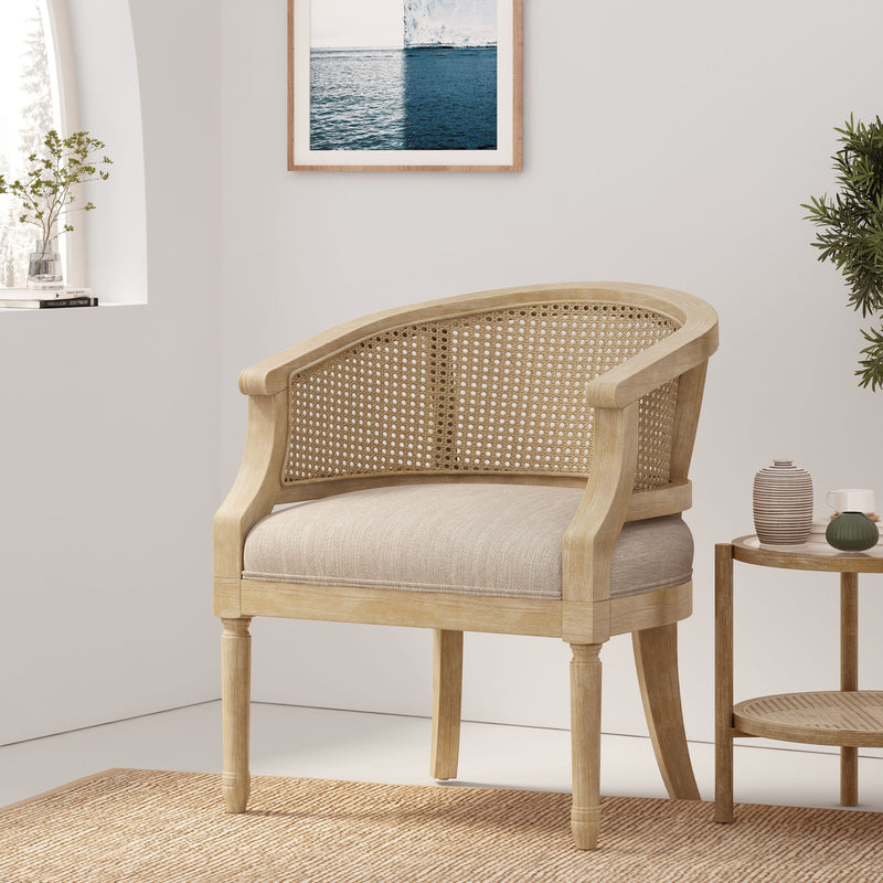 Walker Edison | Rattan Curved Back Accent Chair