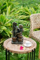Water Fountain With Antique Water Pump Design And LED Light - Brown / Gray by HouseOfZazla