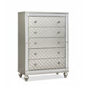 5 Drawer Bedroom Chest With Diamond Patterned Fronts - Silver by HouseOfZazla