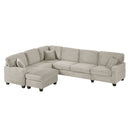 Upholstered U-Shaped Sectional Sofa With Movable Ottoman And Side Storage Pockets by HouseOfZazla