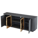 Modern 64" Wavy TV Cabinet With LED Lights - Black by HouseOfZazla