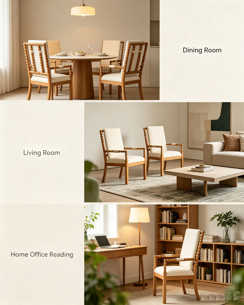 Set of 2 Rubber Wood Dining Chairs, photo 4 of 10