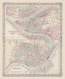 Vintage Map of Pittsburgh, Pennsylvania 1886