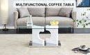 A rectangular modern and fashionable coffee table with tempered glass tabletop and white MDF legs. Suitable for living room.47.2"x25.5"x18"