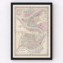Vintage Map of Pittsburgh, Pennsylvania 1886