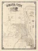 Vintage Map of Omaha, Nebraska 1866