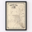 Vintage Map of Omaha, Nebraska 1866