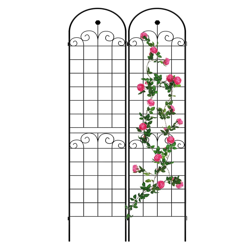 2 Pack Metal Garden Trellis for Climbing Plants Outdoor 86.7" x 19.7" Rustproof Plant Support Rose Trellis Netting Trellis Black