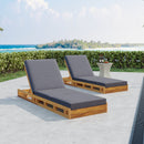 Lounge Chaise Set, Acacia Solid Wood with Lounge Cushion