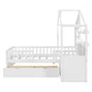 House Bed With Sofa, Kids Platform Bed With 2 Drawers And Storage Shelf by Unique Piece Furniture