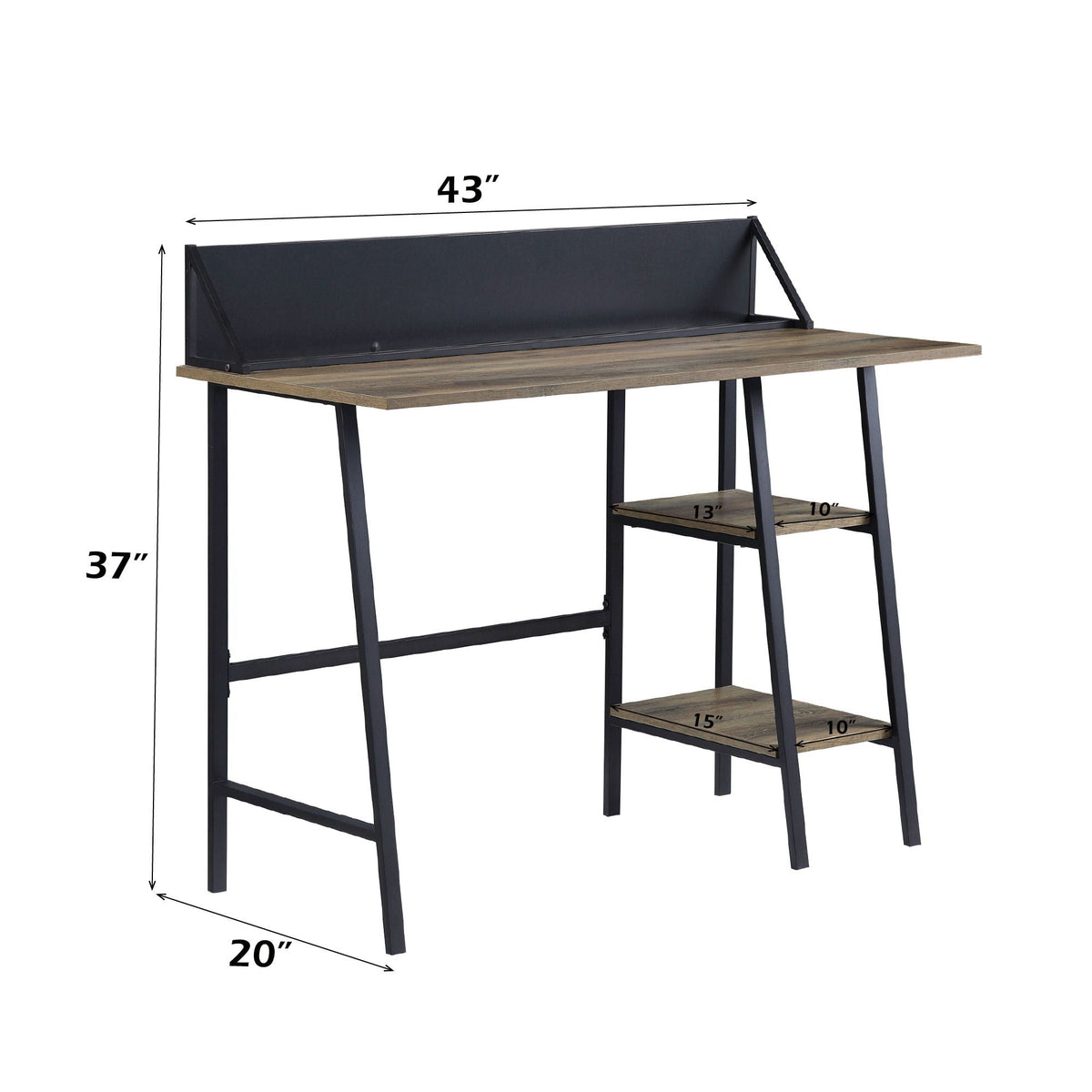 Garima - Writing Desk - Rustic Oak & Black, photo 4 of 5