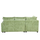 82.67"Convertible Sofa Bed Sectional Sofa Sleeper L-shaped Sofa with a Storage Ottoman,Two Pillows, Two Power Sockets and Two USB Ports for Living Room, Green