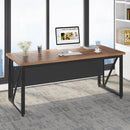 L-Shaped Executive Desk With Mobile File Cabinet, Large Home Office Workstation With Drawers And Shelves - Brown / Black by HouseOfZazla