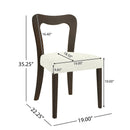 Dining Chair Without Arm Set of 2 (Dark Brown + Beige)