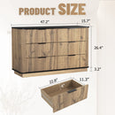Modern 6 Drawer Cabinet With Metal Rounded Corners And Exquisite Handles Multi Functional Storage - Natural Wood by HouseOfZazla