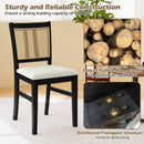 Farmhouse Rattan Dining Chair Set of 2 with Rubber Wood Legs and Cane Back-Beige by LJGDeals
