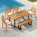 Acacia Wood Outdoor Bench 48 Inch Long Patio Dining Bench by LJGDeals