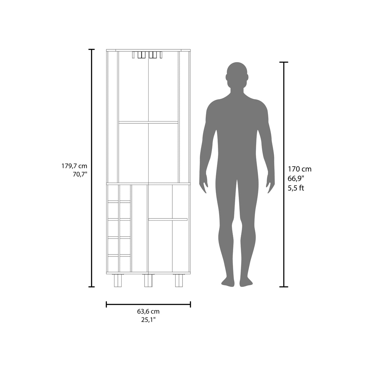 Kaia 70" Tall Corner Bar Cabinet, photo 4 of 8