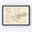 Vintage Map of Boston, Massachusetts 1835