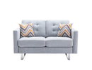 Victoria - Fabric Loveseat With Metal Legs, Side Pockets, And Pillows