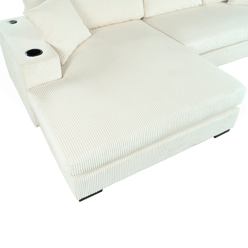 Mirod Large Sectional Sofa with Thick Cushions, and Built-in Cup Holders & Charging Ports