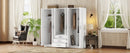 6-Doors Wooden Wardrobe Storage for Bedroom, with Big Drawers, White