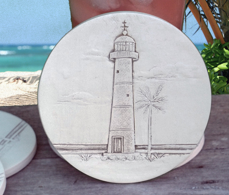 Lighthouse Drink Coasters, installed in a room