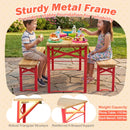 43.5 Inch Folding Kids Picnic Table & Bench Set No Assembly Wooden Toddler Table