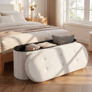 43" Folding Storage Ottoman Bench with Dividers - Teddy Fleece