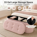 43" Folding Storage Ottoman Bench with Dividers - Teddy Fleece