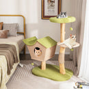 43 Inch Wooden Cat Tree with Padded Top Perch-Green by LJGDeals