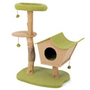 43 Inch Wooden Cat Tree with Padded Top Perch-Green by LJGDeals