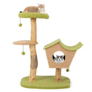 43 Inch Wooden Cat Tree with Padded Top Perch-Green by LJGDeals