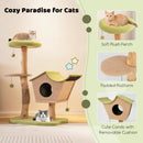 43 Inch Wooden Cat Tree with Padded Top Perch-Green by LJGDeals
