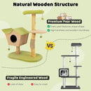 43 Inch Wooden Cat Tree with Padded Top Perch-Green by LJGDeals