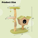 43 Inch Wooden Cat Tree with Padded Top Perch-Green by LJGDeals
