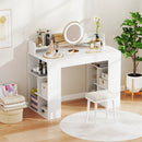 43 Inch Computer Desk with Power Outlets and 2 Bookcases-White by LJGDeals