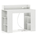 43 Inch Computer Desk with Power Outlets and 2 Bookcases-White by LJGDeals