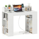 43 Inch Computer Desk with Power Outlets and 2 Bookcases-White by LJGDeals