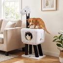 43-Inch Lamb-Shaped Cat Tower with 2-Door Rattan Condo for Indoor Kittens by DirectDeals
