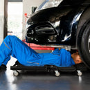 43 Inches Foldable Mechanic Creeper with Padded Headrest and Tool Trays-Black by LJGDeals