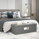 43 Inches Folding Storage Ottoman Bench Linen End of Bed Bench with Padded Seat by LJGDeals