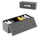 43 Inches Folding Storage Ottoman Bench Linen End of Bed Bench with Padded Seat by LJGDeals