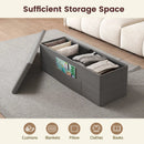 43 Inches Folding Storage Ottoman Bench Linen End of Bed Bench with Padded Seat by DirectDeals