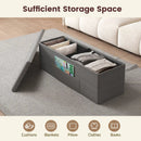 43 Inches Folding Storage Ottoman Bench Linen End of Bed Bench with Padded Seat by LJGDeals