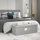 43 Inches Folding Storage Ottoman Bench Linen End of Bed Bench with Padded Seat by LJGDeals