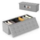 43 Inches Folding Storage Ottoman Bench Linen End of Bed Bench with Padded Seat by LJGDeals