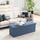43 Inches Folding Storage Ottoman Bench Linen End of Bed Bench with Padded Seat by LJGDeals